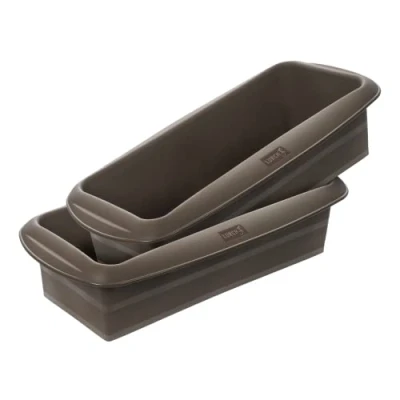 Bild av Lurch 585000 FlexiForm Lådform Set om 2/2 brödbakformar av 100% BPA fri platinasilikon, 25 x 9 cm, brun