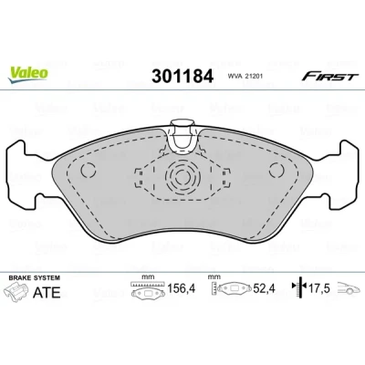 Bild av VALEO 301184 Jeu de plaquettes frein FIRST Essieu avant contact signal d&#039;usure exclu sans tôle anti bruit OPEL: Calibra A, Vectra B Berline
