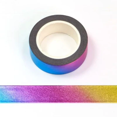 Bild av Syntego Regnbågsfolie washitejp dekorativ självhäftande maskeringstejp 15 mm x 10 meter (regnbågsfolie)
