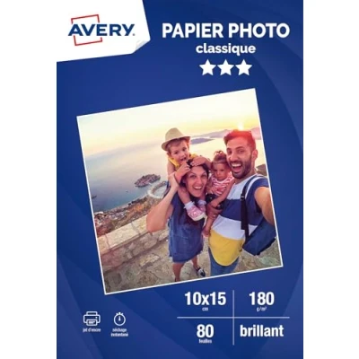 Bild av Avery 80 ark glansigt fotopapper 180 g/m², format 10 x 15 cm, bläckstråleutskrift,