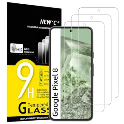 Bild av NEW&#039;C 3 Pack, skärmskydd i glas för Google Pixel 8, bubbelfri, 9H hårdhet, 0,33 mm ultratransparent, ultrabeständigt härdat