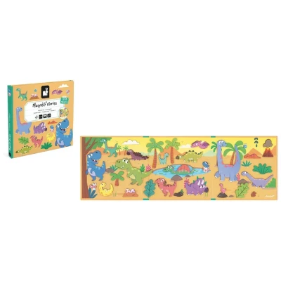 Bild av Janod Magnetiska &#039;Berättelser Dinosaurier Magnetiskt Pedagogiskt Spel 30 Magneter Barnleksak av FSC kartong Utvecklar Fantasi och Fin Motricitet Från 3 år, J05450