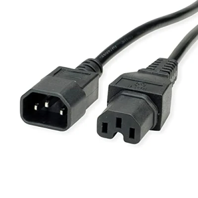 Bild av VALUE Nätkabel IEC320/C14 kontakt C15 uttag, svart, 1 m