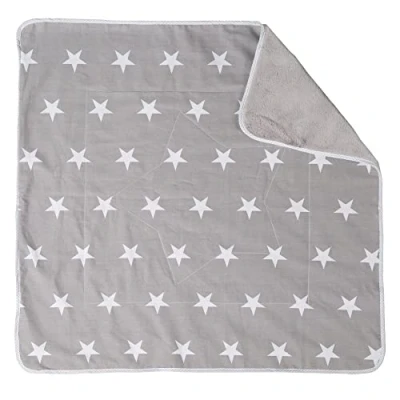 Bild av roba Babyfilt Little Stars 80 x cm Filt för mys, krypning &amp; lek Mjuk barnfilt 2 sidig med Stjärnmotiv av bomull/plysch Grå/Vit