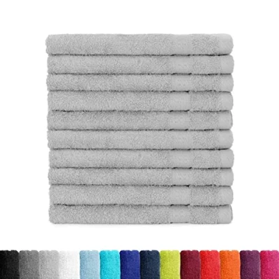 Bild av BaSaTex Frotté gästhanddukar 30 x 50 i set om 10 gästhandduk 100 % bomull tillverkad grönt färg: silver