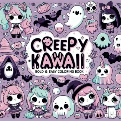 Bild av Creepy Kawaii Bold and Easy Coloring Book: Cute Spooky Pastel Goth Simple Pages for Adults Teens: 50 Fun Relaxing Featuring Adorable Yet Chibi Characters