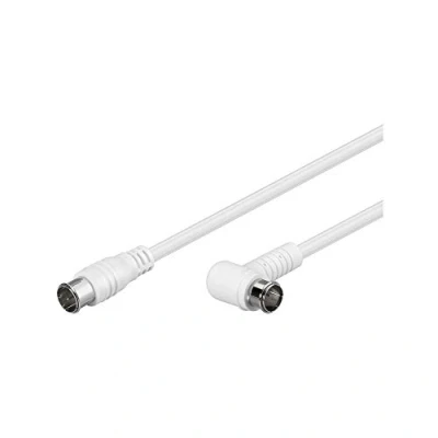 Bild av Goobay 67348 Vinklad satellitanslutningskabel, antennkabel, koaxialkabel, F kontakt (Quick) till (Quick), 2 vägs skärmad, 2,5 m, 80 dB, vit