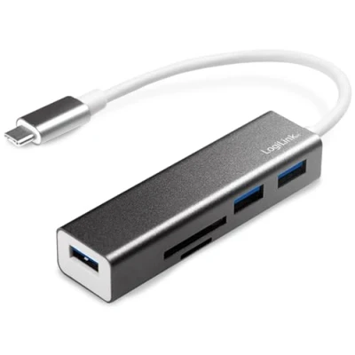 Bild av LogiLink USB C 3 Port Hub with Card Reader porte Silver