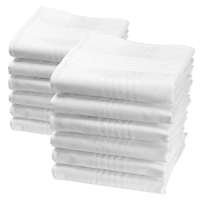 Bild av merrysquare vita herrnäsdukar 100 % bomull format 40 cm x 12 stycken Valentin modell, Vit, 40cm