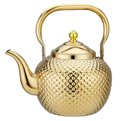 Bild av SANQIAHOME 1,5 liter tekanna i rostfritt stå säker avtagbar stål infusion vattenkokare induktionsspis kaffekanna guld