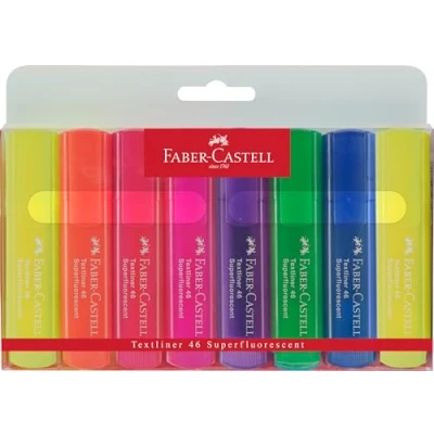 Bild av FABER CASTELL 154662 Highlighterset 1546, 8 st, neonfärger, med långtidshållbar kilspets, linjebredd 1 5 mm, refill