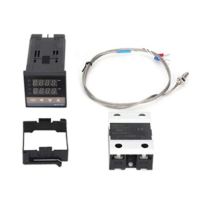 Bild av Temperaturkontrollsats AC110V 240V 0 400 ℃ REX C100 digital PID temperaturkontrolltermostat med K termoelement och 1 x SSA Max25A