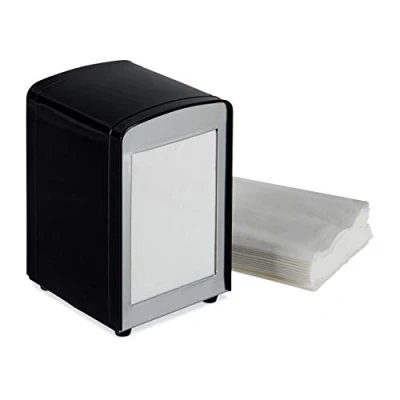 Bild av Relaxdays Servettdispenser Retro, metall, liten servetthållare för glasshallar, café, bistro, HBT: 15 x 9,5 11, svart