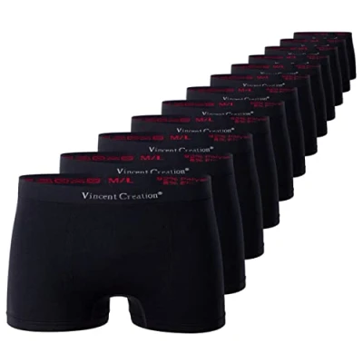Bild av Vincent Creation Boxershorts för män, 12 pack, sömlösa retroshorts, smidig mjuk mikrofiber, svart, L XL