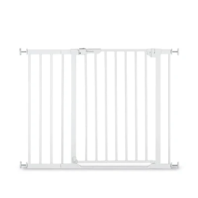 Bild av hauck Trappskyddsgaller, dörrskyddsgaller, klart, steg, autostängning, 2 set inkl. 21 cm förlängning för bredder 96101 cm, ultra platt tröskel, automatisk stängningsmekanism, utan borrning (vit)
