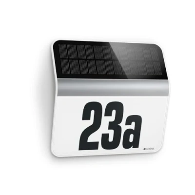 Bild av STEINEL solcellslampa med husnummer XSolar LH N, skymningsrelä ljussensor, max 0,03 W, LED modul, IP44, rostfritt stål