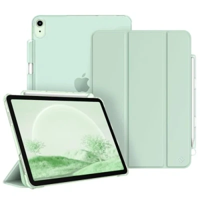 Bild av FINTIE fodral kompatibelt med iPad Air 5:e generationen (2022)/iPad 4:e (2020), 10,9 tum SlimShell lätt stativ frostat bakskydd, automatisk väckning/sömn, grön