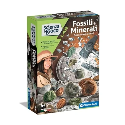 Bild av Clementoni Scienza Lab Minerals Kit Fossil Grävning, Rocks, Scientific Game 6 år, Paleontologi för barn, Mineralogy, Laboratory in Italian, Made Italy, Multicolor, 19371