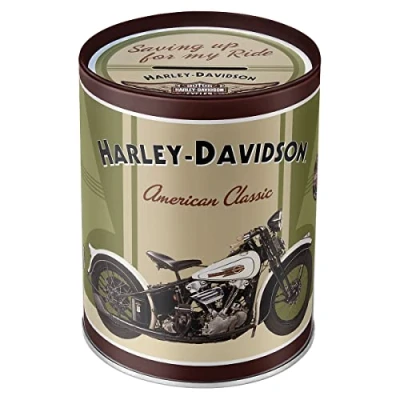 Bild av Nostalgic Art Sparbössa, Harley Davidson Knucklehead Presentidé för motorcykelälskare, Spargris i metall, Metallsparbössa retrostil, 1 l