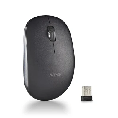 Bild av NGS Fog Pro svart Trådlös mus, optisk mus med 1 000 DPI, nano USB gränssnitt, tysta knappar, 2 knappar och rullhjul, plug and play, båda händer,