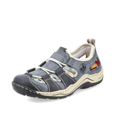 Bild av Rieker Kvinnor Damen L0561 Halbschuhe Låga sneakers, Blå marinblå atlantic kornblomma beige 14, 39 EU