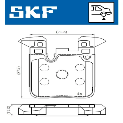Bild av SKF VKBP 90554 Jeu de plaquettes frein préparé pour indicateur d&#039;usure BMW: 1 5 portes