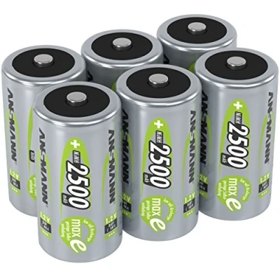 Bild av ANSMANN Batterityp Baby C 2 500 mAh NiMH 1,2 V (6 stycken) uppladdningsbara batterier, maxE för extremt låg självurladdning säkerställer år av användning i högdräneringsområdet