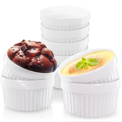 Bild av ToCi 6 x Soufflé formar Ø 9 cm Creme Brulee skålar ugnssäkra keramikformar vardera 185 ml dessertskål, pasteformar för Ragout Fin chokladsouffle