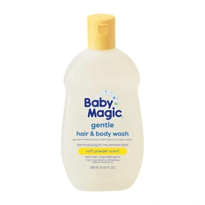 Bild av Baby Magic Gentle Hair &amp; Body Wash Tear Free, Free of Parabens, Phthalates, Sulfates and Dyes, Calendula Oil Coconut Oil, Soft Powder Scent, 9 Fl Oz