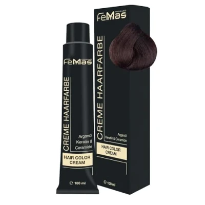 Bild av FemMas hårfärg mörkblond bärnsten choklad 6,89 I Professionell grädde med arganolja, keratin och ceramider permanent eller nyans för strålande färgresultat 100 ml