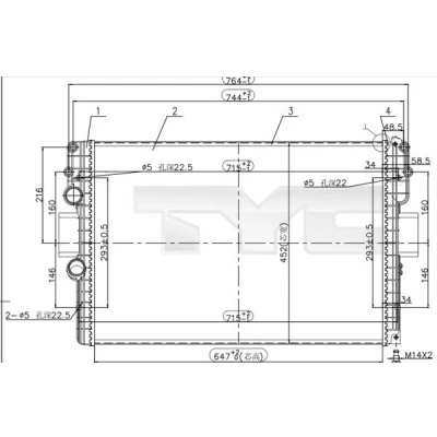 Bild av TYC 715 0006 R Radiateur du moteur 647 452 32 ailettes jointes mécaniquement IVECO: Daily 4 Kasten/Kombi, V Van / Break