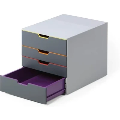 Bild av Durable 760427 förvaringsbox VARICOLOR 4 lådor i olika färger och etiketthållare