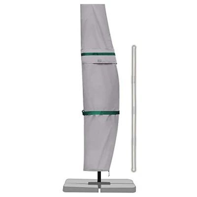Bild av Sekey trafikljusparasoll/parasoll skyddsfodral med stång, skydd för trädgårdsparaply ventilationsöppningar, vevparaply/balkongskärm, 100 % polyester, vattentät, ljusgrå