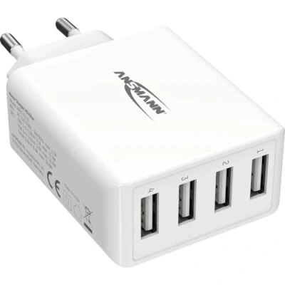 Bild av ANSMANN 4 port USB laddare 30 W med intelligent laddningskontroll för smartphone, surfplatta, GoPro, e bokläsare, etc.