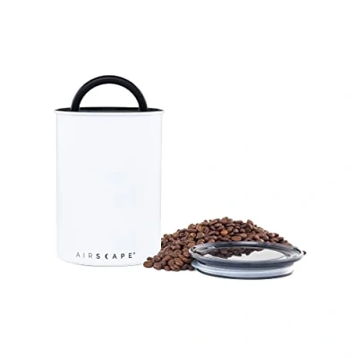 Bild av Planetary design Planetarisk flygande kaffebehållare i rostfritt stål matförvaringsbehållare patenterat lufttätt lock push ut överflödig luft och bevarar fräschning (medium, matt vit)