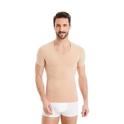 Bild av FINN Figurformande kompressionströja för män med magkontroll kortärmad formkläder bomull body shaper en platt mage, Hudfärg, L