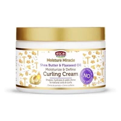 Bild av African Pride Moisture Miracle Shea smör &amp; Flaxseed Oil Moisturize Define Curling Cream 12oz 340g hårvårdskräm