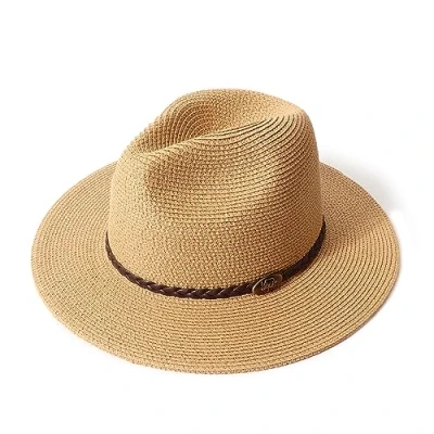 Bild av DRESHOW Kvinnor Bred skärm Halm Panama Roll up Hut Fedora Beach Solhatt UPF 50+