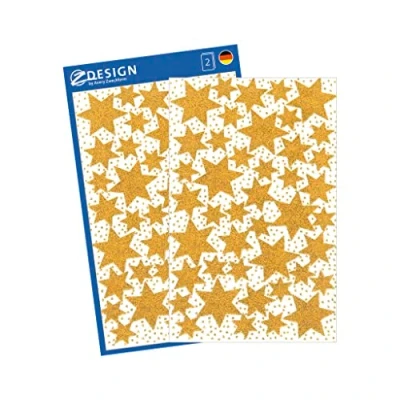 Bild av AVERY Zweckform 96 klistermärken jul stjärnor guld (Made in Germany, julklistermärken glanspapper, självhäftande juldekorationskort, presenter, påsar) 2 ark/48 stjärnklistermärken, 52806