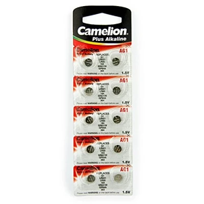 Bild av 10 Camelion AG1 / LR60 164/364/LR621 knappbatteri, lång hållbarhet (markerat utgångsdatum)