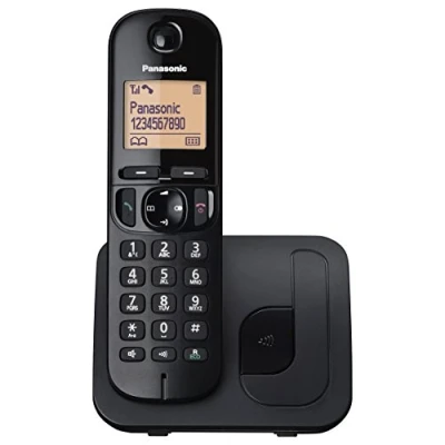 Bild av Panasonic trådlös fast telefon med LCD, nummerID, 50 nummers telefonbok, navigeringsnyckel, ECO läge och brusreducering (KX TGC210) svart