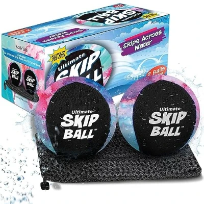 Bild av The Ultimate Skip Ball Vattenstudsboll (2 pack + gratis skiva) (Svart Splatter)
