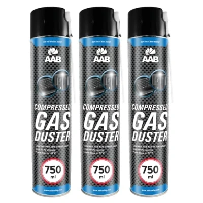 Bild av 3 x AABCOOLING Compressed Gas Duster 750 ml Dammdammburk för dator, tangentbord och annan kontorsutrustning, tangentbordstvätt, tryckluftsburk, luftfläkt, PC spray, tryckluftspruta