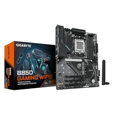 Bild av GIGABYTE B850 GAMING WIFI6 moderkort AMD Ryzen 9000 serien CPU:er, 6+2+2 fasen digital VRM, upp till 8200MHz DDR5 (OC), 1xPCIe 5.0 + 2xPCIe 4.0 M.2, GbE LAN, WIFI 6, USB 3.2 Gen 2