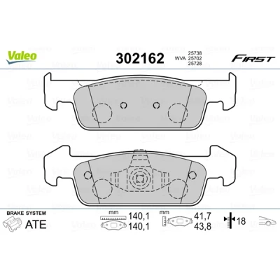 Bild av VALEO 302162 Jeu de plaquettes frein FIRST Essieu avant contact signal d&#039;usure exclu avec tôle anti bruit DACIA: SANDERO 2, LOGAN 2