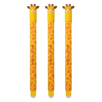 Bild av EBERHARD FABER 599037 Kulspetspenna raderbar giraff, 3 djur rase it pennor, gelpenna blå 0,7 mm