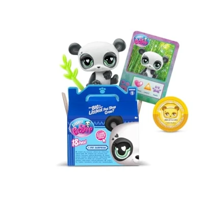 Bild av BANDAI Littlest Pet Shop överraskningsbox Varje husdjursöverraskning mysterielåda innehåller 1 LPS mini husdjursleksak tillbehör samlarkort och virtuell kod Samlarleksaker för flickor