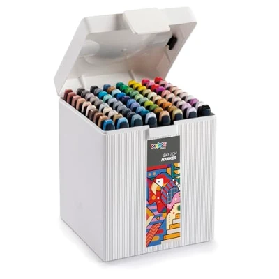 Bild av Carioca Plus Sketch Marker Hard Box med dubbla spetsar, blandade färger, 80 stycken