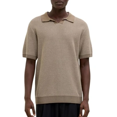 Bild av JACK &amp; JONES herr Jprcceaston Knit delad hals Ss Sn, regn trumma, XS