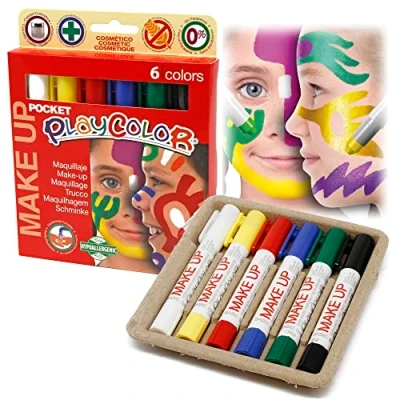 Bild av PlayColor Färg 01001 5 g Basic makeupväska ansiktsfärg sticka (förpackning med 6)